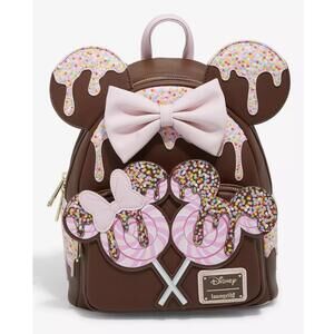 Loungefly Disney Minnie Mouse Chocolate Lollipop Ears Mini Backpack NWT In Hand